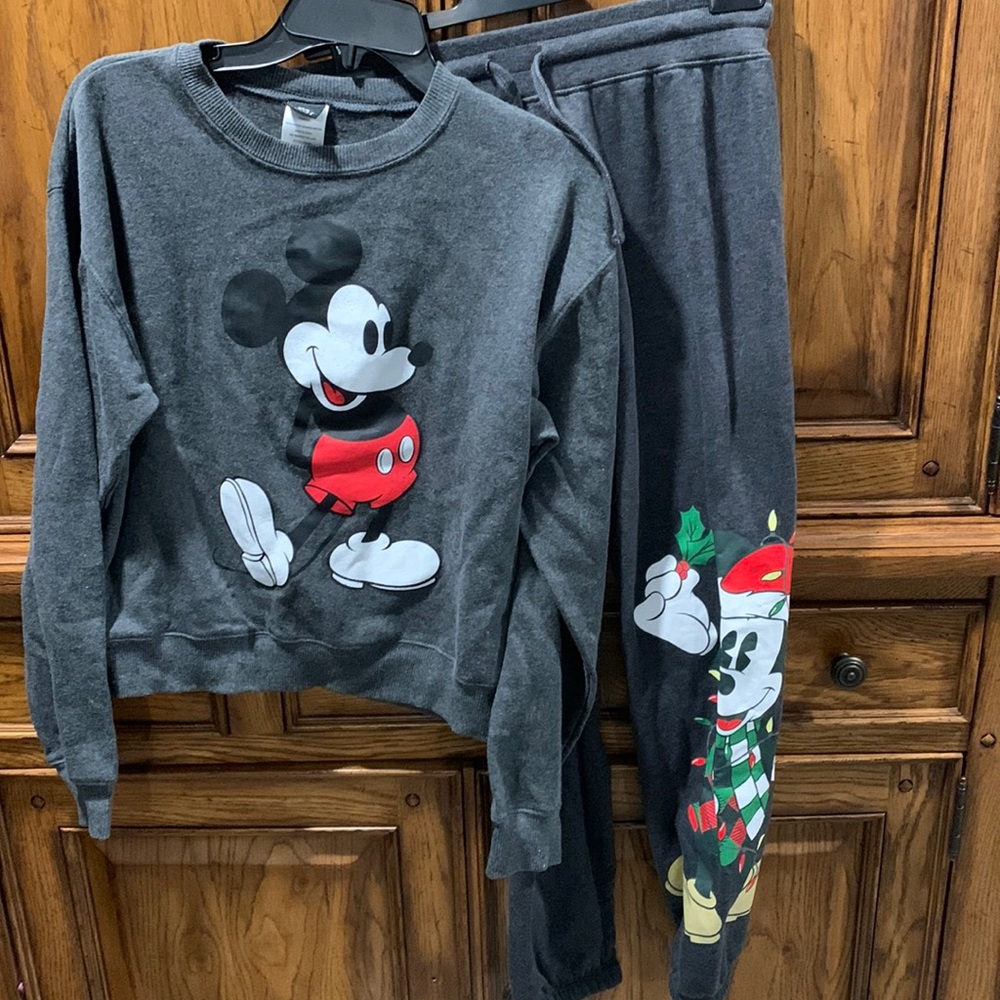 Disney dark grey sweat suit xsmall top and small bottom priced to sell! NWOT